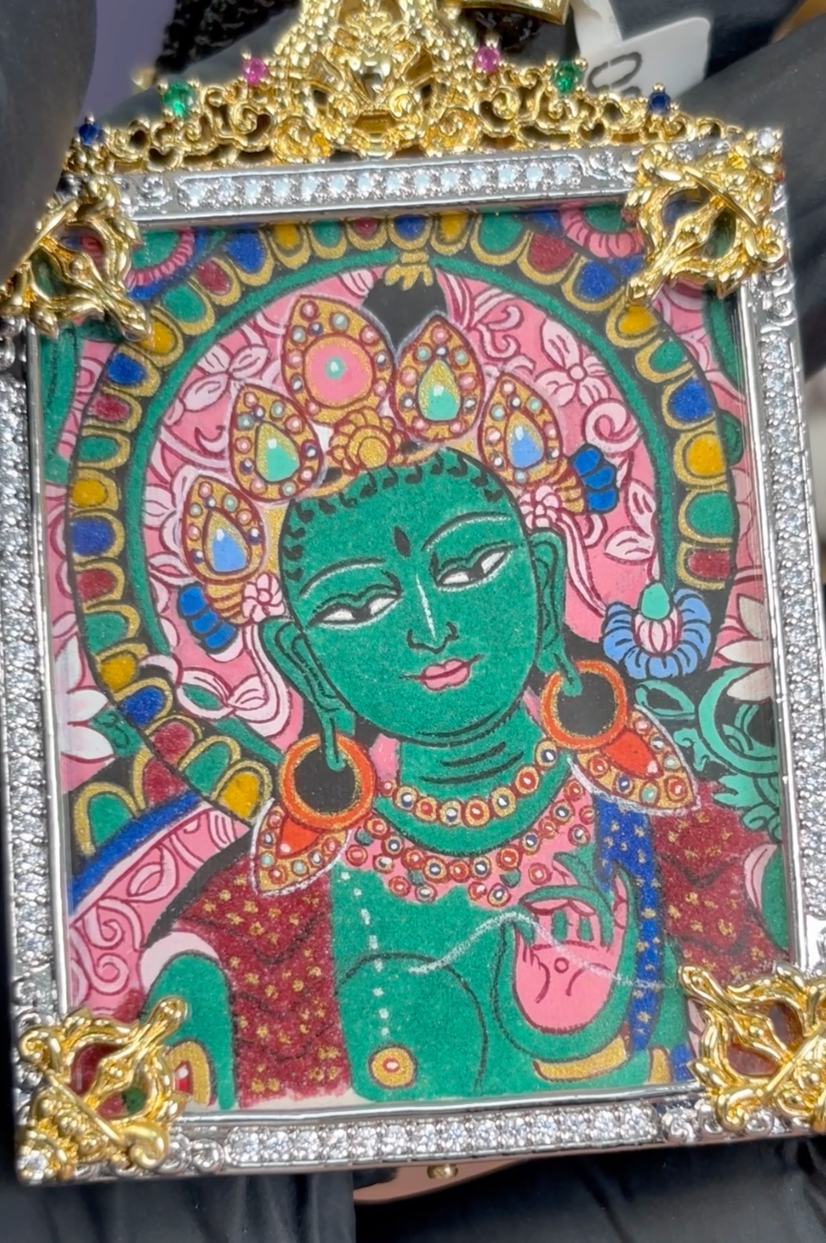 Semi-Profile Green Tara Thangka