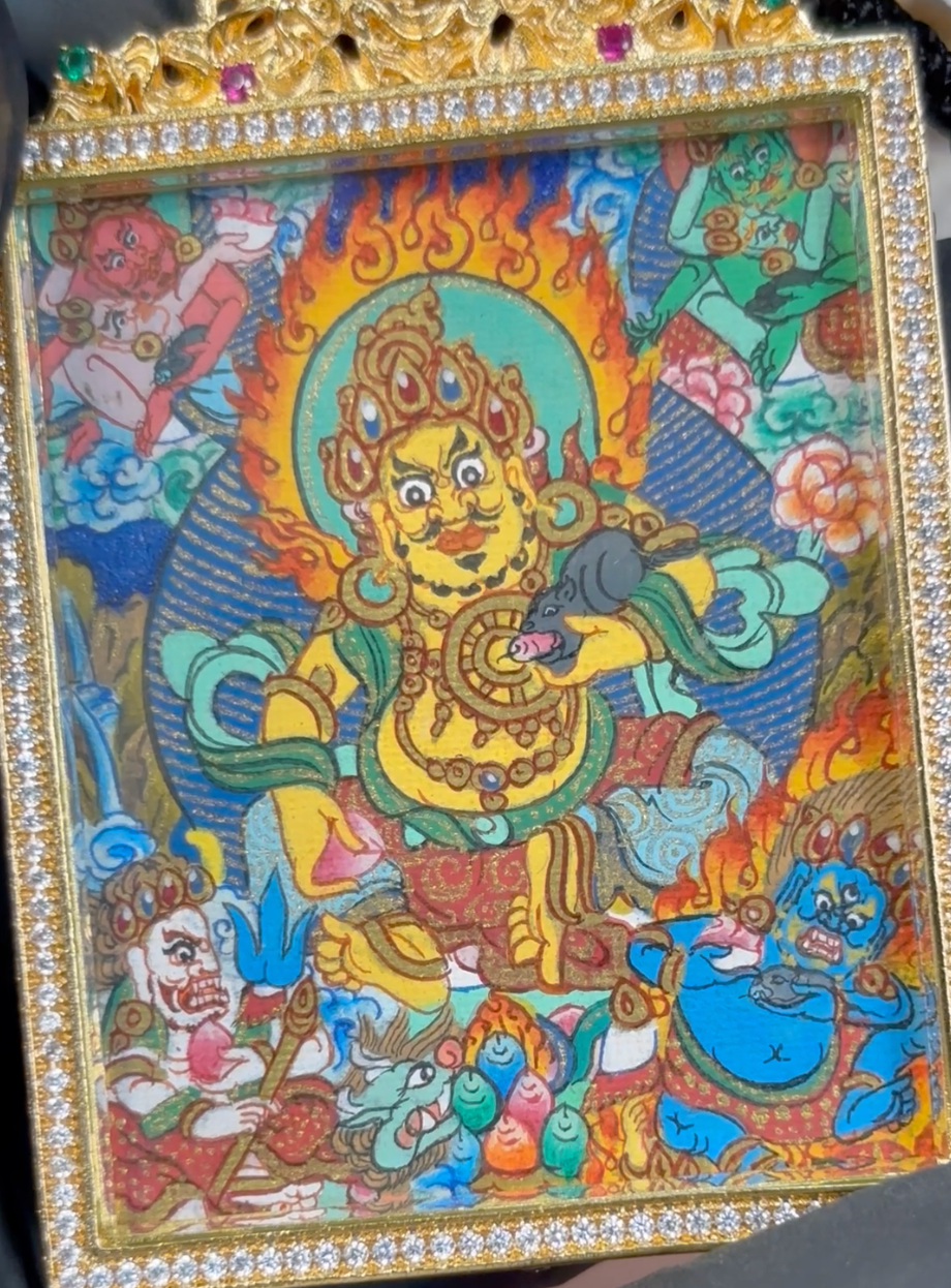Gold Leaf Five-Arma Wealth Deities Thangka