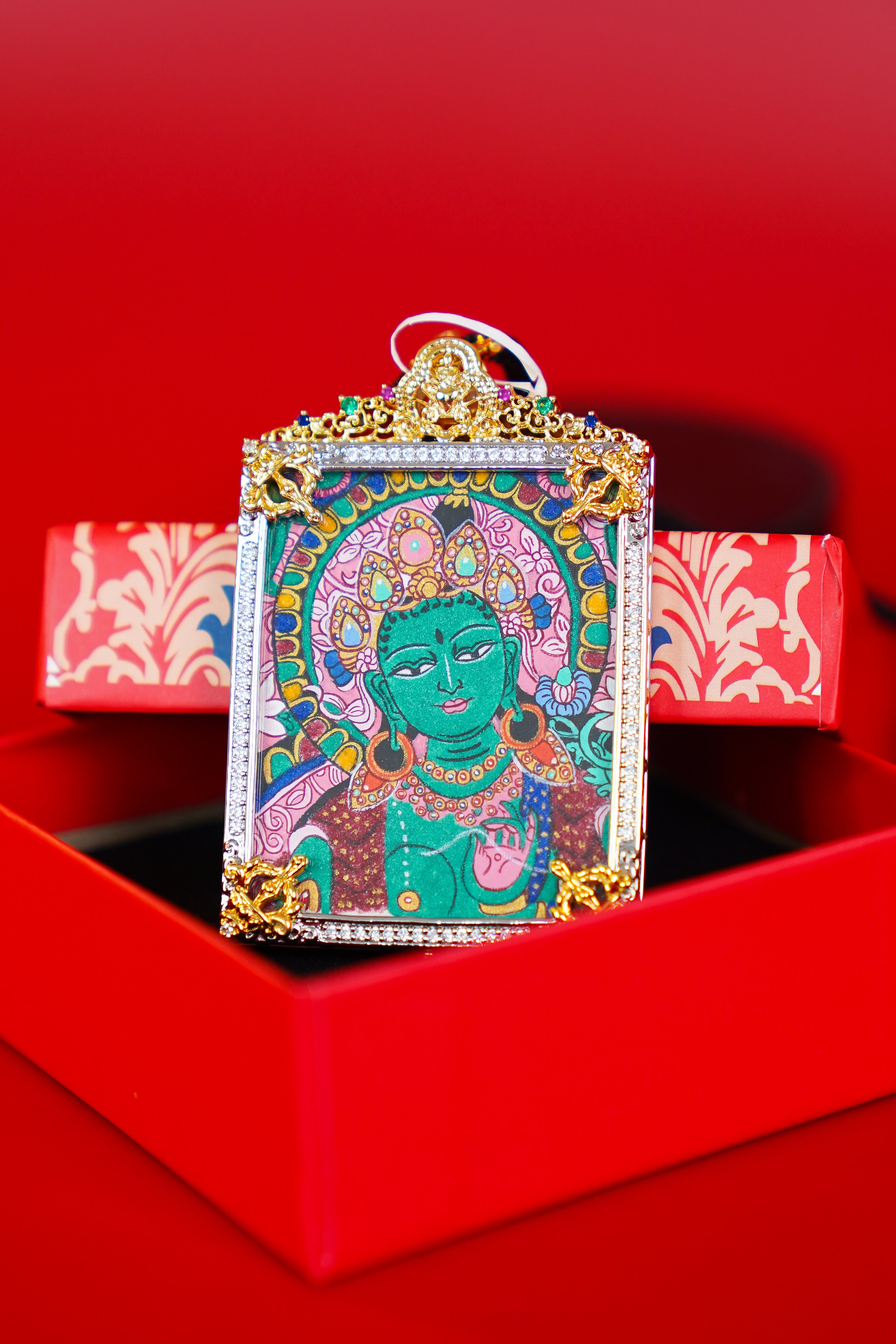 Semi-Profile Green Tara Thangka