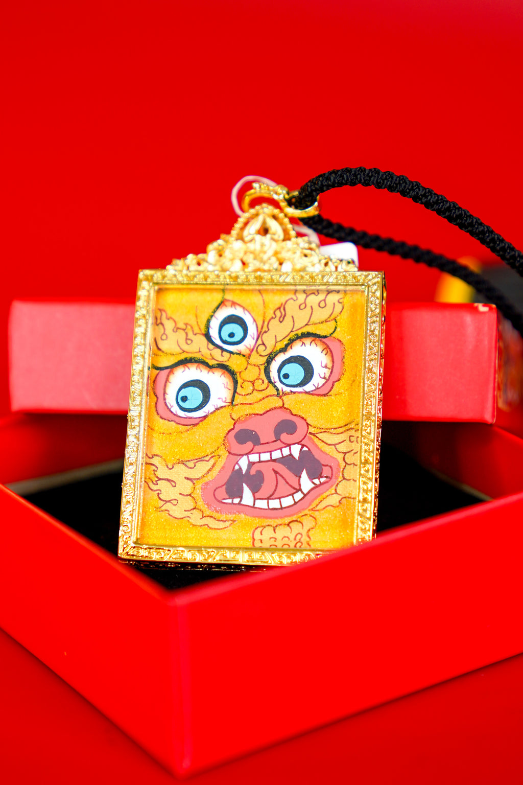 Black Mask Side Profile Thangka - Past, Present, and Future-Thangka Pendant