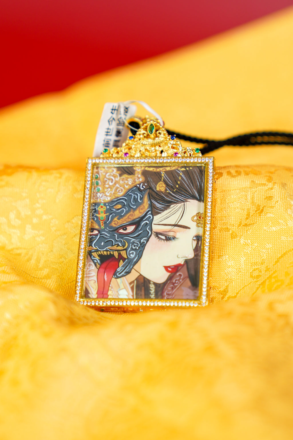 Black Mask Side Profile Thangka - Past, Present, and Future-Thangka Pendant