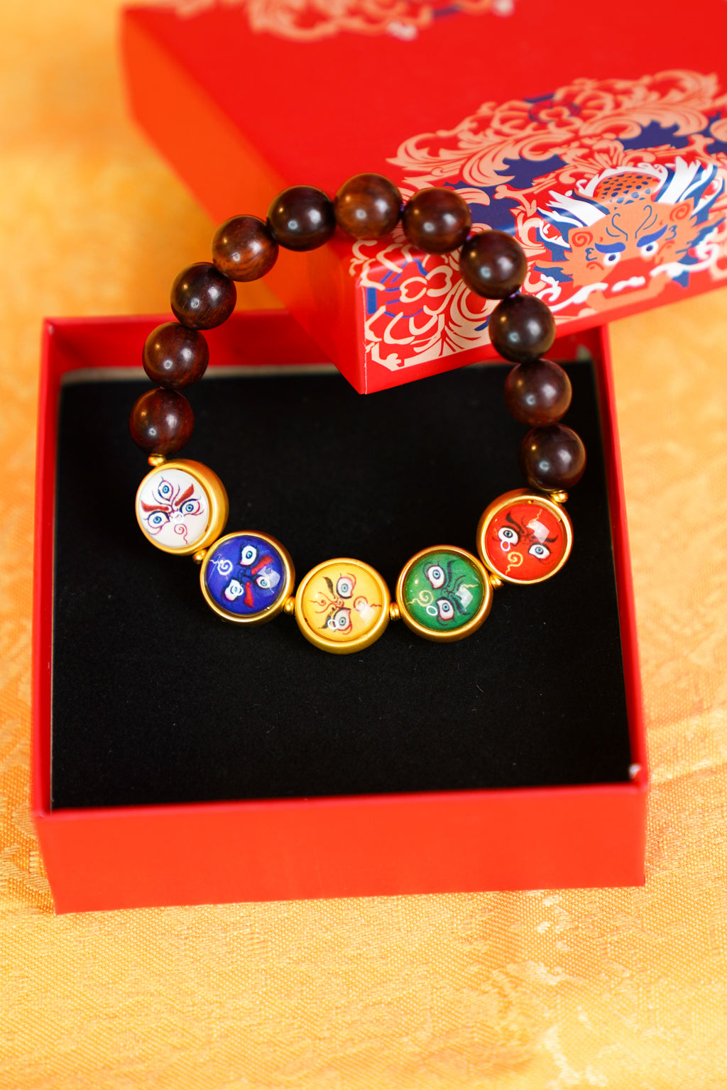 The All-Abundance Invoker Bracelet - Sacred Sandalwood with Five Wealth Gods